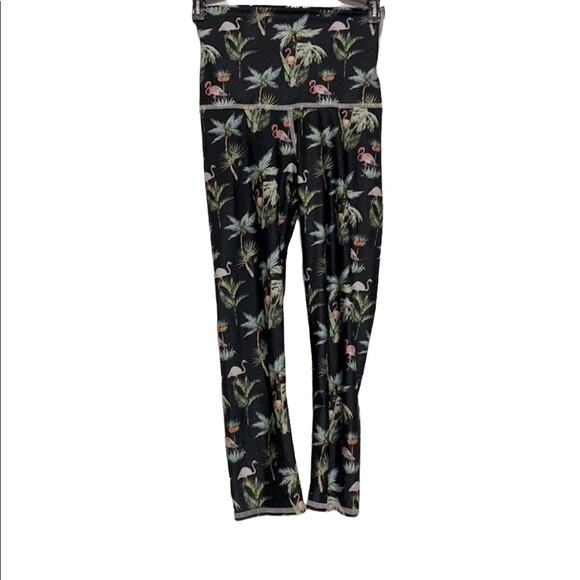 Emily Hsu Flamingo Leggings Tropical Print High Rise Active Size Small - Picture 8 of 9